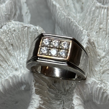 925 Sterling Silver CZ Men'S Ring Size 9.5