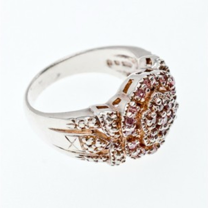 925 Sterling Silver Morganite Ring Size 10.25