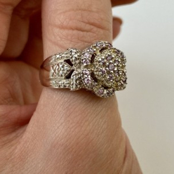 925 Sterling Silver Morganite Ring Size 10.25