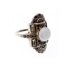 Vintage 925 Sterling Silver Agate, Goshenite & Marcasites Ring Size 5.5