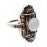 Vintage 925 Sterling Silver Agate, Goshenite & Marcasites Ring Size 5.5