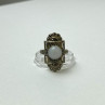 Vintage 925 Sterling Silver Agate, Goshenite & Marcasites Ring Size 5.5