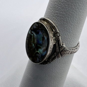 Vintage 925 Sterling Silver & Abalone Shell Ring Size 4.5