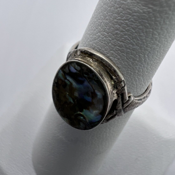 Vintage 925 Sterling Silver & Abalone Shell Ring Size 4.5