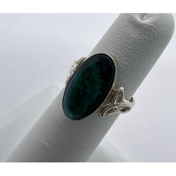 925 Sterling Silver & Green Paua Shell Kbn Ring Size 4.5