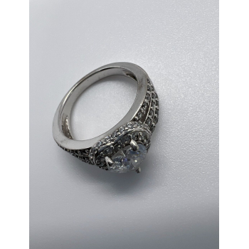925 Sterling Silver & CZ Heart Ring Size 6