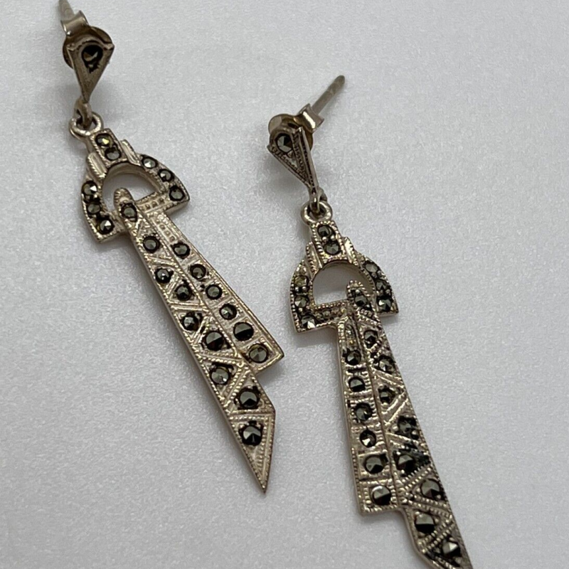 Vintage 925 Sterling Silver & Marcasites Earrings