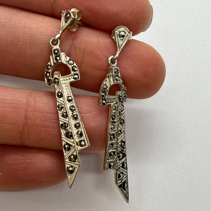 Vintage 925 Sterling Silver & Marcasites Earrings