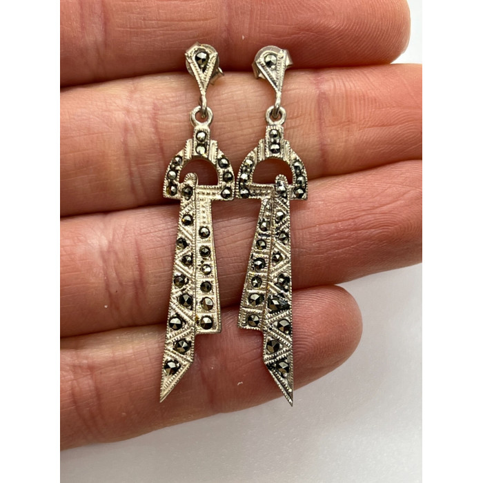 925 Sterling Silver & Marcasite Earrings
