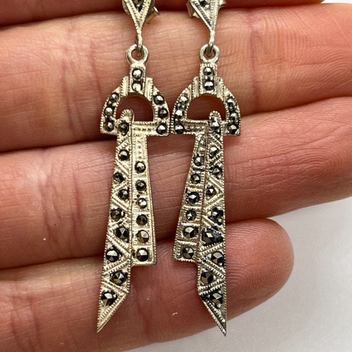 Vintage 925 Sterling Silver & Marcasites Earrings