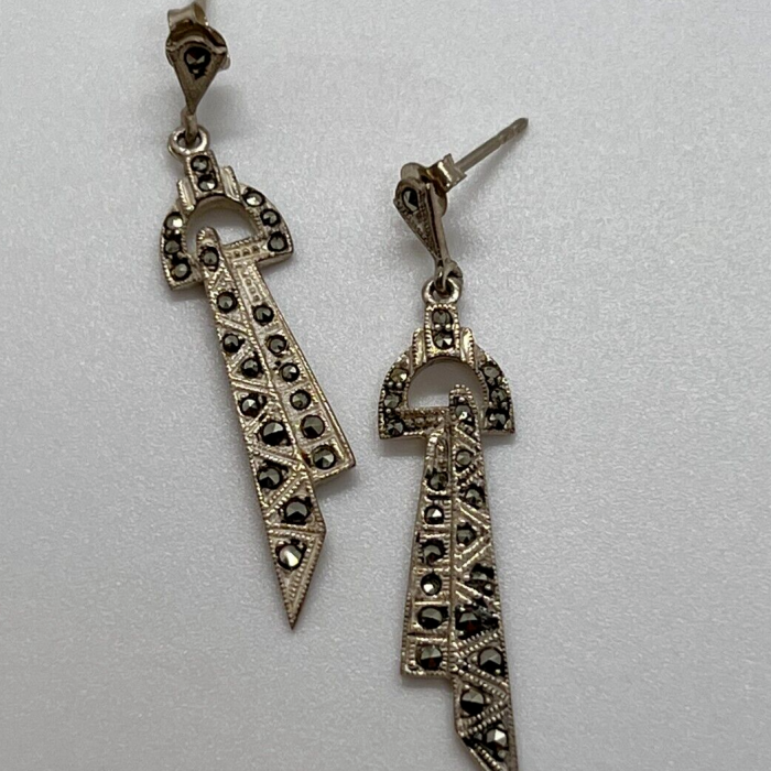 Vintage 925 Sterling Silver & Marcasites Earrings