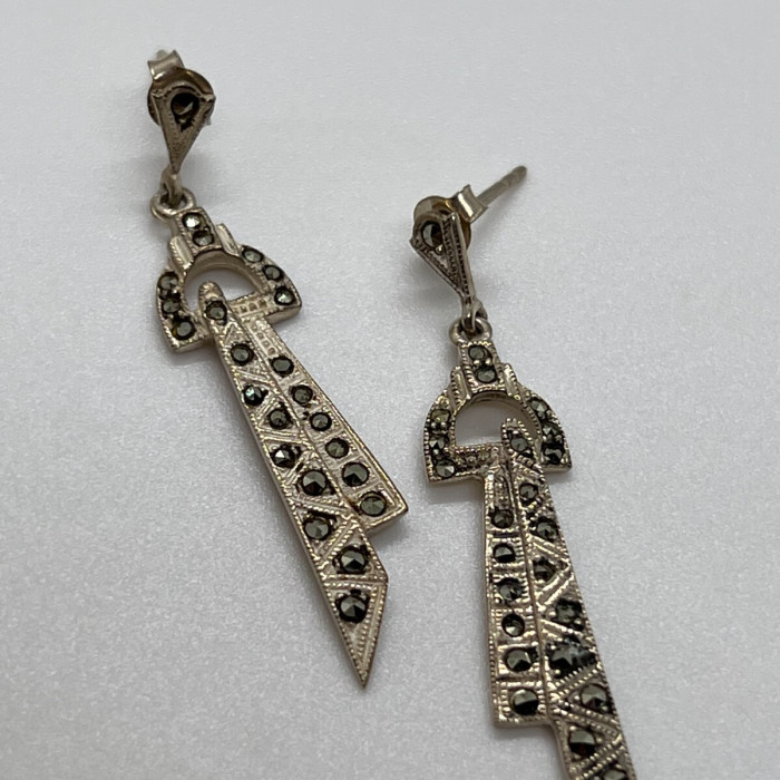 Vintage 925 Sterling Silver & Marcasites Earrings