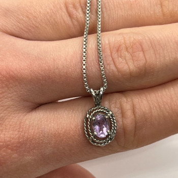 925 Sterling Silver  Amethyst Necklace Pendant