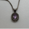 925 Sterling Silver & Amethyst Necklace Pendant