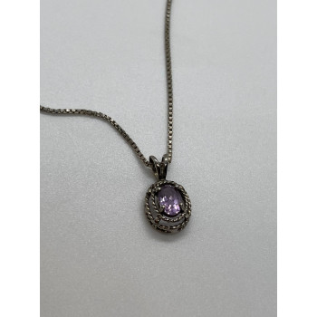 925 Sterling Silver & Amethyst Necklace Pendant