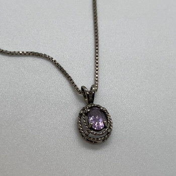 925 Sterling Silver  Amethyst Necklace Pendant