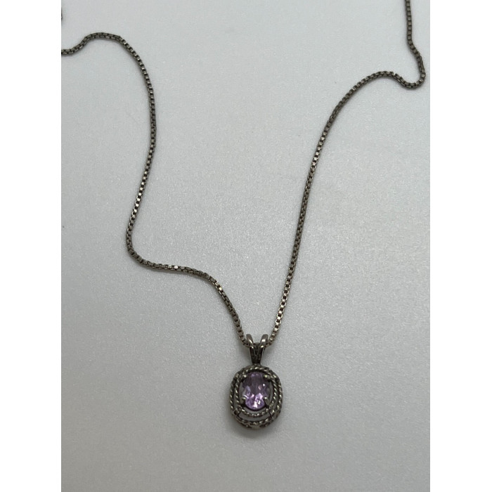 925 Sterling Silver & Amethyst Necklace Pendant