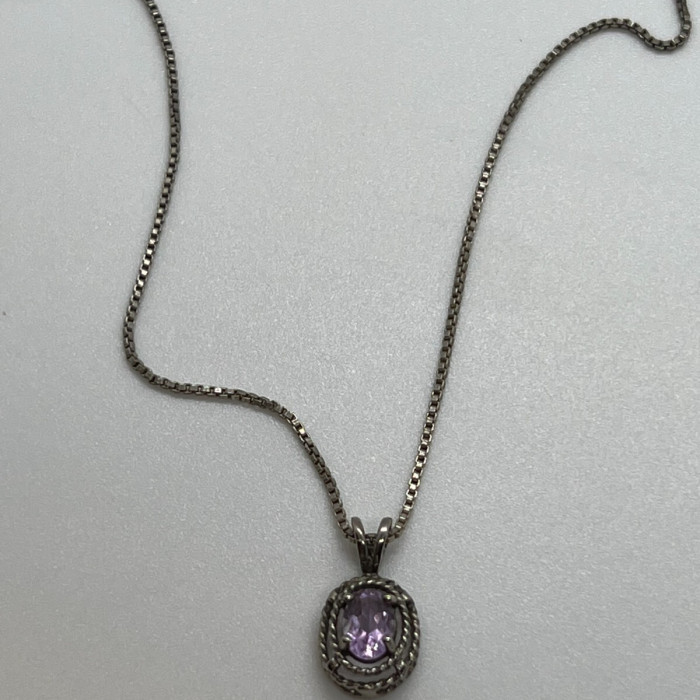 925 Sterling Silver  Amethyst Necklace Pendant