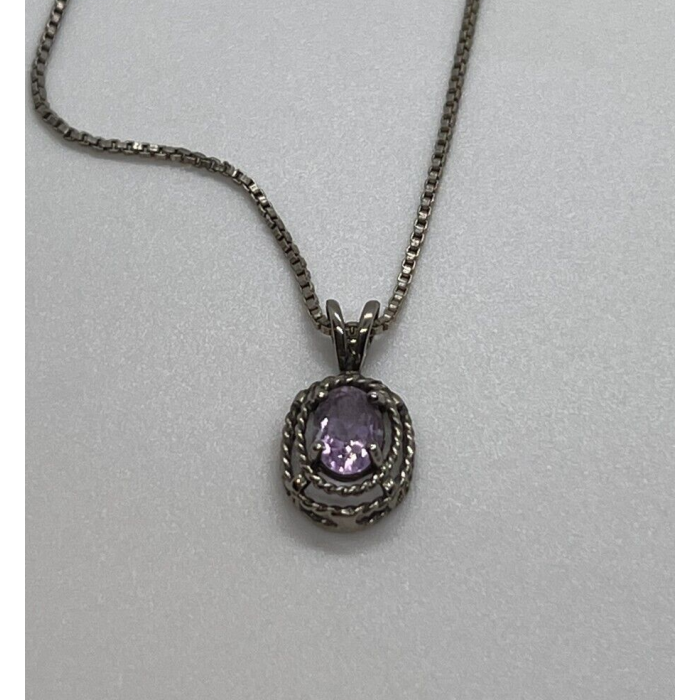 925 Sterling Silver & Amethyst Necklace Pendant