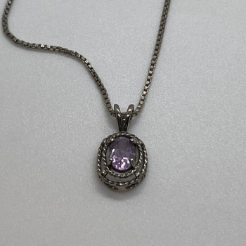 925 Sterling Silver  Amethyst Necklace Pendant