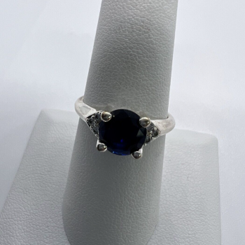 925 Sterling Silver Sapphire & Goshenite Ring – Size 7 Elegant Jewelry