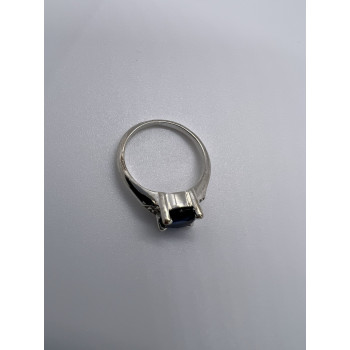 925 Sterling Silver Sapphire & Goshenite Ring Size 7