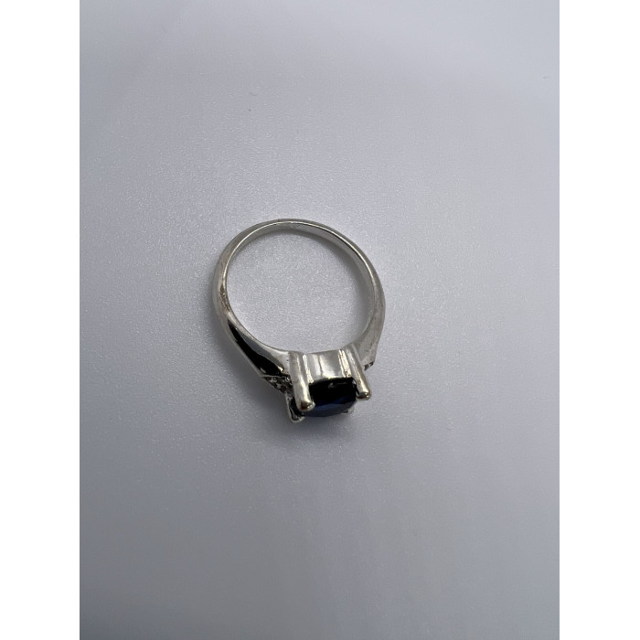 925 Sterling Silver Sapphire & Goshenite Ring Size 7