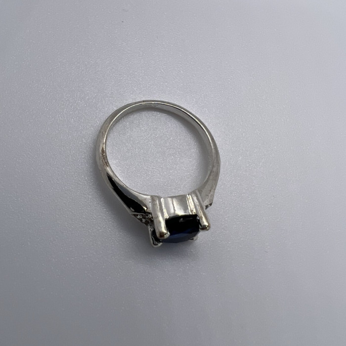 925 Sterling Silver Sapphire & Goshenite Ring – Size 7 Elegant Jewelry