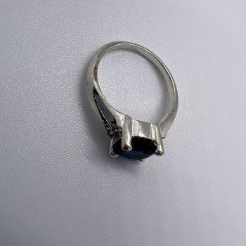 925 Sterling Silver Sapphire & Goshenite Ring – Size 7 Elegant Jewelry