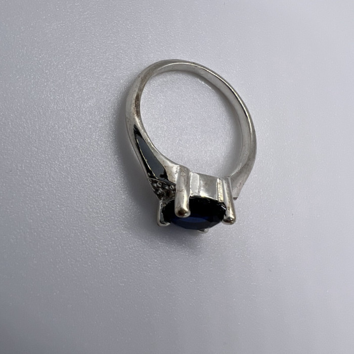 925 Sterling Silver Sapphire & Goshenite Ring – Size 7 Elegant Jewelry