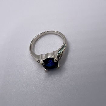 925 Sterling Silver Sapphire & Goshenite Ring – Size 7 Elegant Jewelry