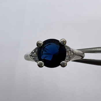 925 Sterling Silver Sapphire & Goshenite Ring – Size 7 Elegant Jewelry