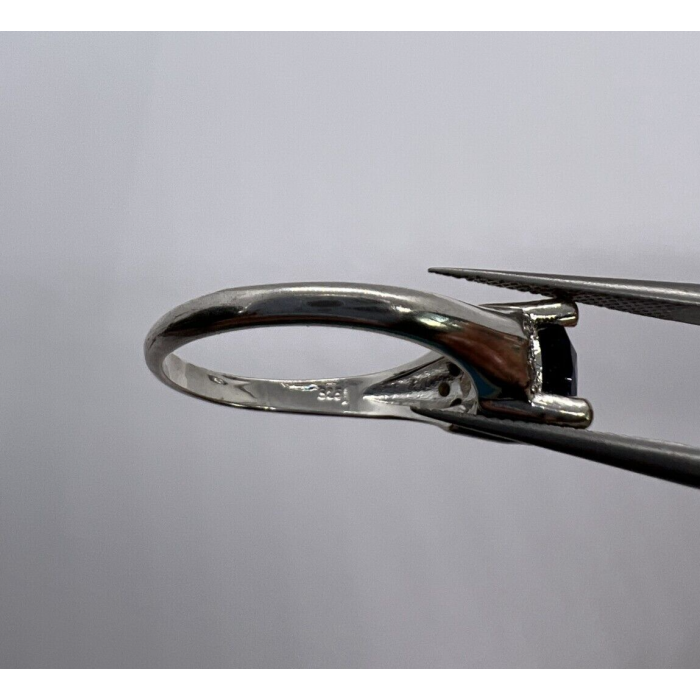 925 Sterling Silver Sapphire & Goshenite Ring Size 7