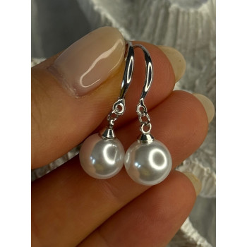 925 Sterling Silver Pearl Earrings Length 1.20 inch