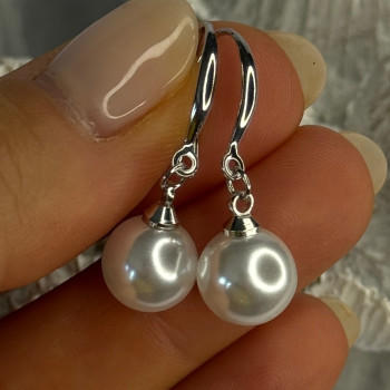 925 Sterling Silver Pearl Earrings Length 1.20 Inch