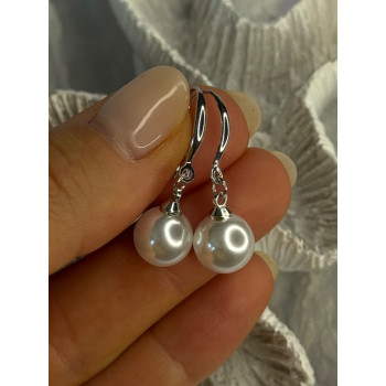 925 Sterling Silver Pearl Earrings Length 1.20 inch