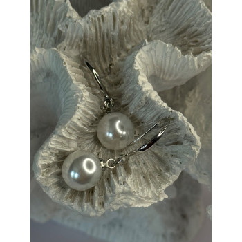 925 Sterling Silver Pearl Earrings Length 1.20 inch