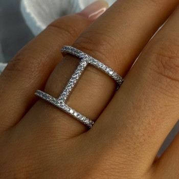 Elegant Design 925 Sterling Silver CZ Ring Size 7 & 8