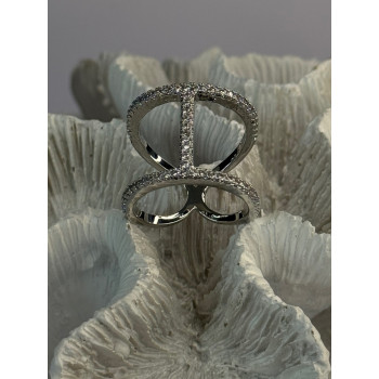 Elegant Design 925 Sterling Silver CZ Ring Size 7 & 8