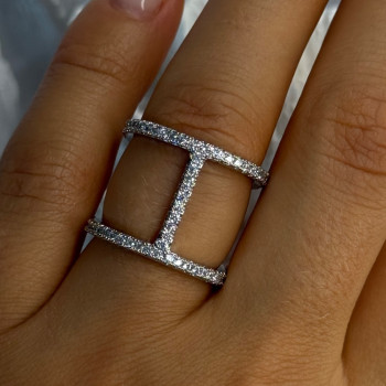 Elegant Design 925 Sterling Silver CZ Ring Size 7 & 8