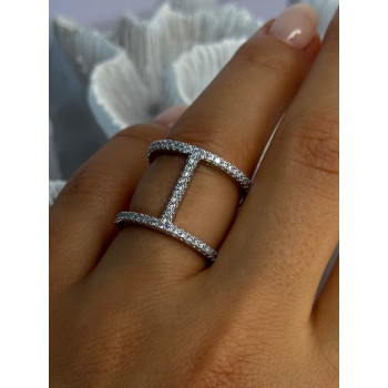 Elegant Design 925 Sterling Silver CZ Ring Size 7 & 8
