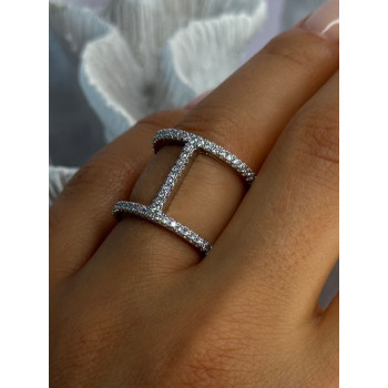Elegant Design 925 Sterling Silver CZ Ring Size 7 & 8