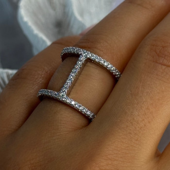 Elegant Design 925 Sterling Silver CZ Ring Size 7 & 8