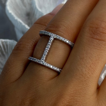 Elegant Design 925 Sterling Silver CZ Ring Size 7 & 8