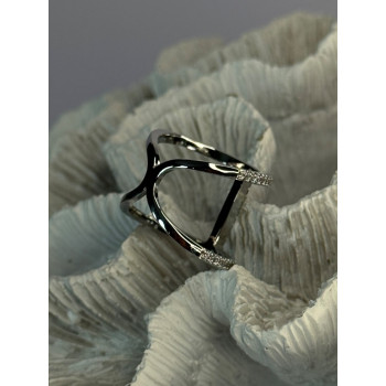 Elegant Design 925 Sterling Silver CZ Ring Size 7 & 8