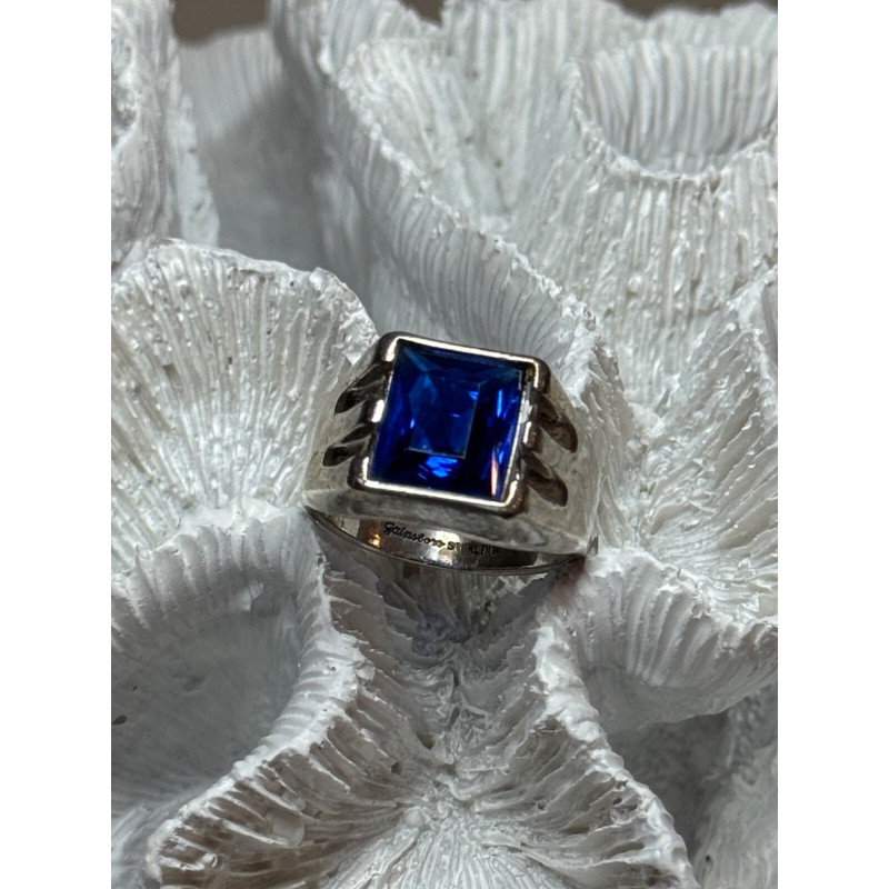 925 Sterling Silver Gainsboro Sapphire Men's Ring Size 9