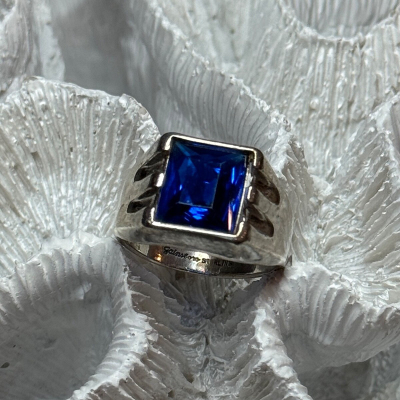 925 Sterling Silver Gainsboro Sapphire Men'S Ring Size 9