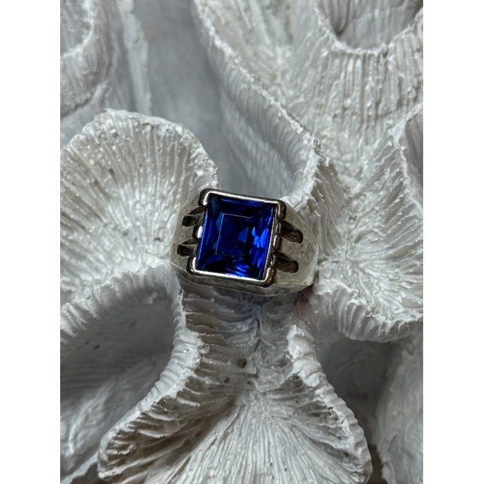 925 Sterling Silver Gainsboro Sapphire Men's Ring Size 9