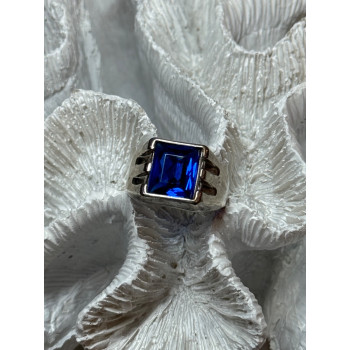 925 Sterling Silver Gainsboro Sapphire Men's Ring Size 9