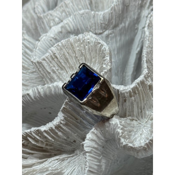 925 Sterling Silver Gainsboro Sapphire Men's Ring Size 9
